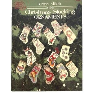 American School Needlecraft Cross Stitch Mini Christmas Stocking Ornaments Chart